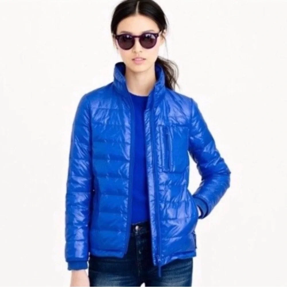 J Crew Women's Regal Blue Puffer Jacket Size XXS